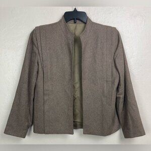 Vtg Michelle Stuart Brown Wool Open Blazer Women's 10